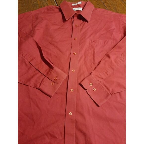 Excellent Condition 17.5 Red Pierre Cardin Long Sleeve Button Up Dress Shirt - Picture 3 of 3